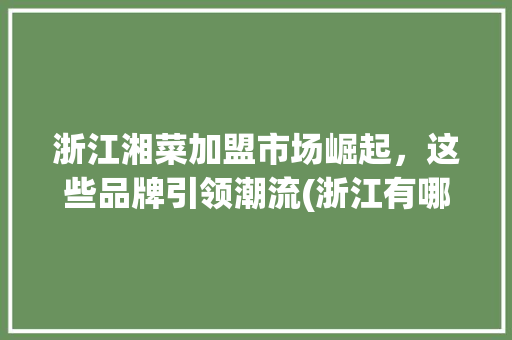 浙江湘菜加盟市场崛起，这些品牌引领潮流(浙江有哪些湘菜加盟品牌) 浙江湘菜加盟市场崛起，这些品牌引领潮流(浙江有哪些湘菜加盟品牌) 饮食拾萃