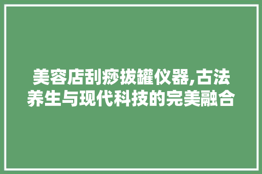 美容店刮痧拔罐仪器,古法养生与现代科技的完美融合 美容店刮痧拔罐仪器,古法养生与现代科技的完美融合 养生保健