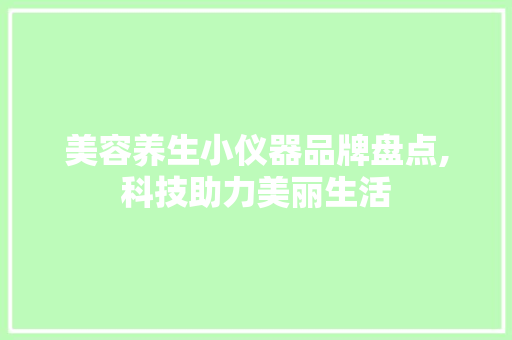 美容养生小仪器品牌盘点,科技助力美丽生活 美容养生小仪器品牌盘点,科技助力美丽生活 养生保健