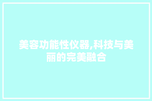 美容功能性仪器,科技与美丽的完美融合 美容功能性仪器,科技与美丽的完美融合 家居时尚