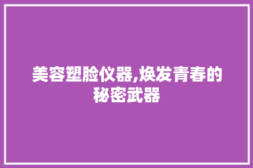 美容塑脸仪器,焕发青春的秘密武器 美容塑脸仪器,焕发青春的秘密武器 美容塑身