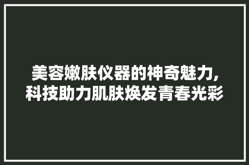 美容嫩肤仪器的神奇魅力,科技助力肌肤焕发青春光彩 美容嫩肤仪器的神奇魅力,科技助力肌肤焕发青春光彩 家居时尚