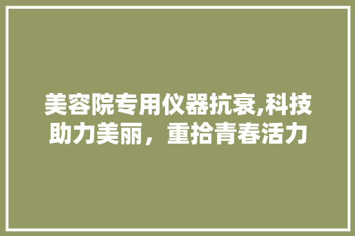 美容院专用仪器抗衰,科技助力美丽，重拾青春活力 美容院专用仪器抗衰,科技助力美丽，重拾青春活力 养生保健
