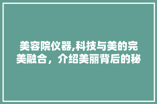 美容院仪器,科技与美的完美融合，介绍美丽背后的秘密 美容院仪器,科技与美的完美融合，介绍美丽背后的秘密 服饰装扮