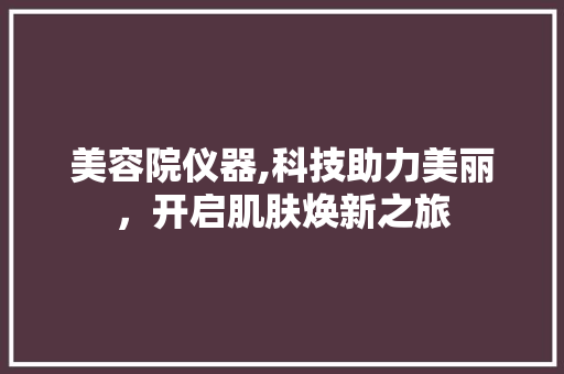 美容院仪器,科技助力美丽，开启肌肤焕新之旅 美容院仪器,科技助力美丽，开启肌肤焕新之旅 饮食拾萃