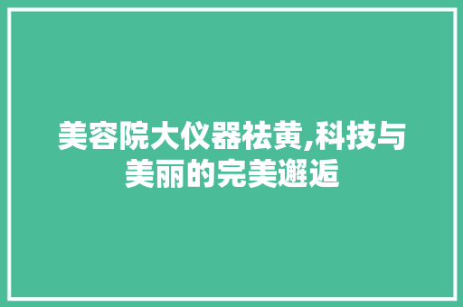 美容院大仪器祛黄,科技与美丽的完美邂逅 美容院大仪器祛黄,科技与美丽的完美邂逅 饮食拾萃