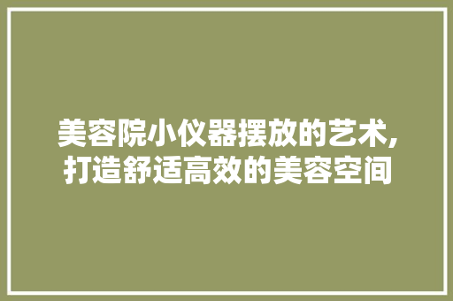 美容院小仪器摆放的艺术,打造舒适高效的美容空间 美容院小仪器摆放的艺术,打造舒适高效的美容空间 日用科普