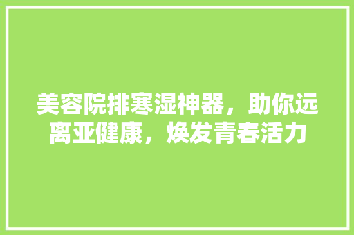 美容院排寒湿神器，助你远离亚健康，焕发青春活力 美容院排寒湿神器，助你远离亚健康，焕发青春活力 动手制作
