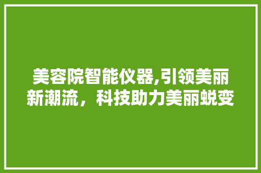 美容院智能仪器,引领美丽新潮流，科技助力美丽蜕变 美容院智能仪器,引领美丽新潮流，科技助力美丽蜕变 饮食拾萃