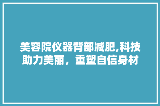 美容院仪器背部减肥,科技助力美丽，重塑自信身材 美容院仪器背部减肥,科技助力美丽，重塑自信身材 日用科普