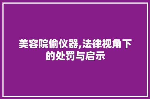 美容院偷仪器,法律视角下的处罚与启示 美容院偷仪器,法律视角下的处罚与启示 旅行地理