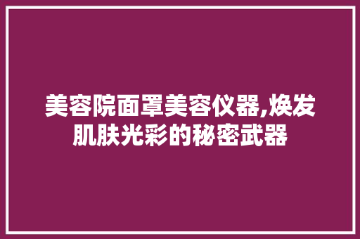 美容院面罩美容仪器,焕发肌肤光彩的秘密武器 美容院面罩美容仪器,焕发肌肤光彩的秘密武器 美容塑身