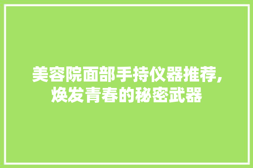 美容院面部手持仪器推荐,焕发青春的秘密武器 美容院面部手持仪器推荐,焕发青春的秘密武器 动手制作