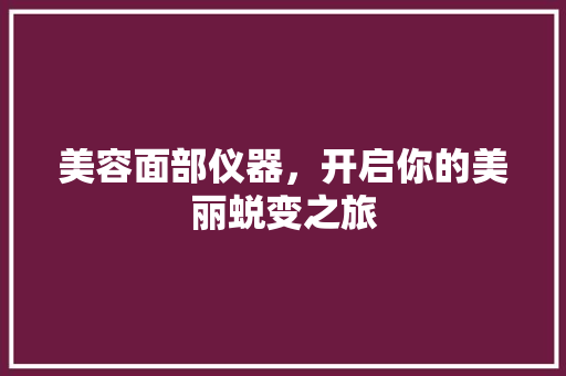 美容面部仪器，开启你的美丽蜕变之旅 美容面部仪器，开启你的美丽蜕变之旅 服饰装扮