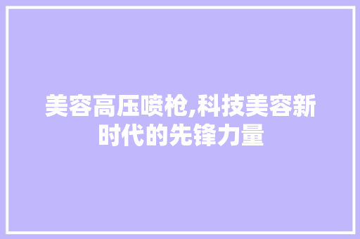 美容高压喷枪,科技美容新时代的先锋力量 美容高压喷枪,科技美容新时代的先锋力量 养生保健