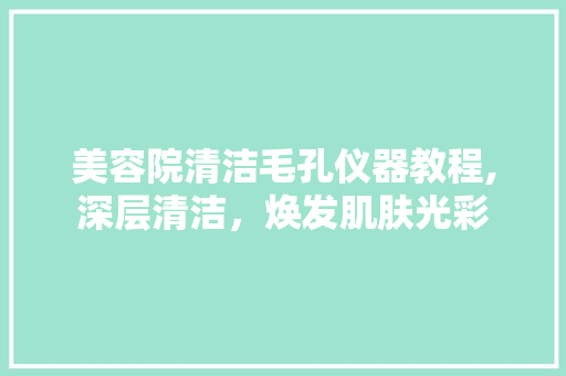 美容院清洁毛孔仪器教程,深层清洁，焕发肌肤光彩 美容院清洁毛孔仪器教程,深层清洁，焕发肌肤光彩 日用科普
