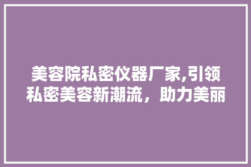 美容院私密仪器厂家,引领私密美容新潮流，助力美丽事业腾飞 美容院私密仪器厂家,引领私密美容新潮流，助力美丽事业腾飞 美容塑身