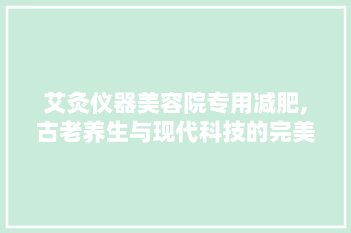 艾灸仪器美容院专用减肥,古老养生与现代科技的完美融合 艾灸仪器美容院专用减肥,古老养生与现代科技的完美融合 饮食拾萃
