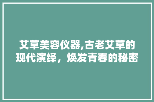 艾草美容仪器,古老艾草的现代演绎，焕发青春的秘密武器 艾草美容仪器,古老艾草的现代演绎，焕发青春的秘密武器 养生保健
