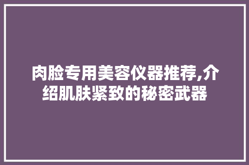 肉脸专用美容仪器推荐,介绍肌肤紧致的秘密武器 肉脸专用美容仪器推荐,介绍肌肤紧致的秘密武器 美容塑身