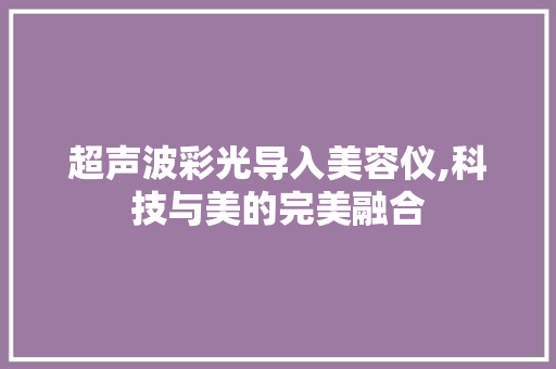 超声波彩光导入美容仪,科技与美的完美融合 超声波彩光导入美容仪,科技与美的完美融合 饮食拾萃