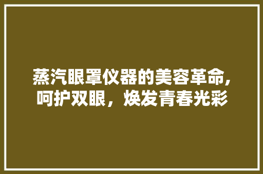 蒸汽眼罩仪器的美容革命,呵护双眼，焕发青春光彩 蒸汽眼罩仪器的美容革命,呵护双眼，焕发青春光彩 养生保健