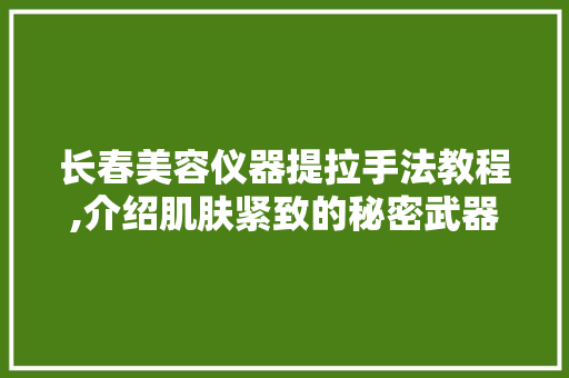长春美容仪器提拉手法教程,介绍肌肤紧致的秘密武器 长春美容仪器提拉手法教程,介绍肌肤紧致的秘密武器 美容塑身