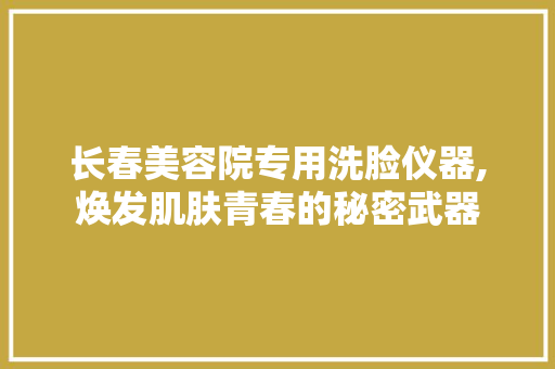 长春美容院专用洗脸仪器,焕发肌肤青春的秘密武器 长春美容院专用洗脸仪器,焕发肌肤青春的秘密武器 日用科普