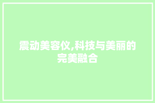 震动美容仪,科技与美丽的完美融合 震动美容仪,科技与美丽的完美融合 日用科普