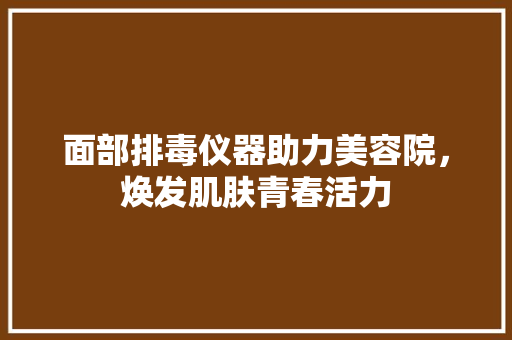面部排毒仪器助力美容院，焕发肌肤青春活力 面部排毒仪器助力美容院，焕发肌肤青春活力 旅行地理