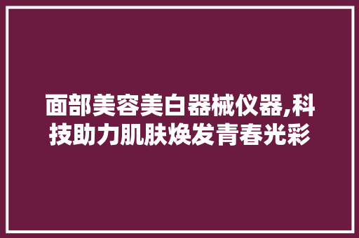 面部美容美白器械仪器,科技助力肌肤焕发青春光彩 面部美容美白器械仪器,科技助力肌肤焕发青春光彩 饮食拾萃