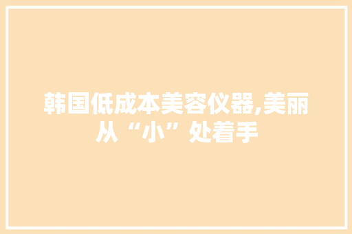 韩国低成本美容仪器,美丽从“小”处着手 韩国低成本美容仪器,美丽从“小”处着手 家居时尚