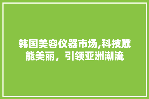 韩国美容仪器市场,科技赋能美丽，引领亚洲潮流 韩国美容仪器市场,科技赋能美丽，引领亚洲潮流 美容塑身