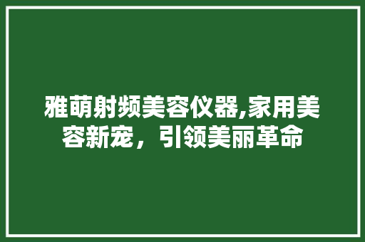 雅萌射频美容仪器,家用美容新宠，引领美丽革命 雅萌射频美容仪器,家用美容新宠，引领美丽革命 动手制作