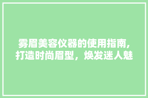 雾眉美容仪器的使用指南,打造时尚眉型，焕发迷人魅力 雾眉美容仪器的使用指南,打造时尚眉型，焕发迷人魅力 美容塑身